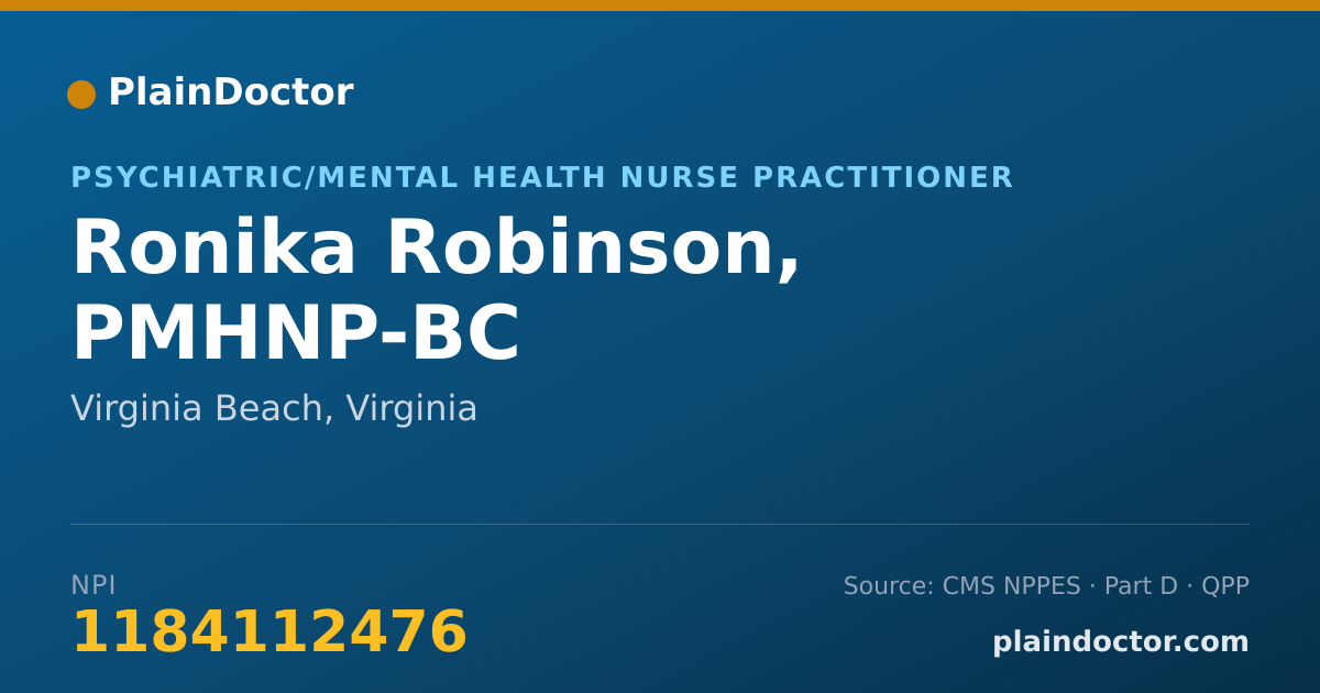 Shareable card for Ronika Robinson, PMHNP-BC - Psychiatric/Mental Health Nurse Practitioner, Virginia Beach, VA