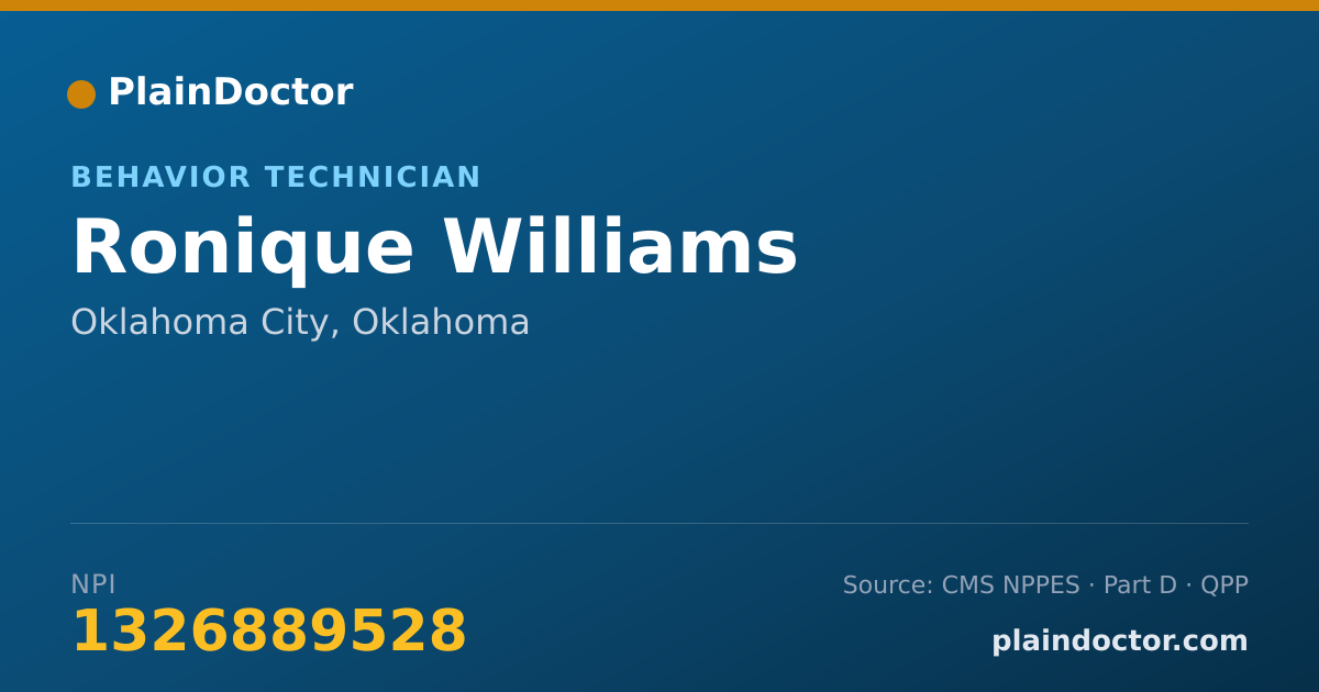 Shareable card for Ronique Williams - Behavior Technician, Oklahoma City, OK