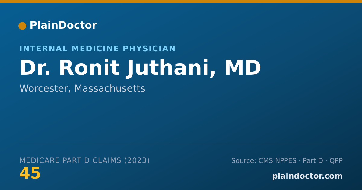 Shareable card for Ronit Juthani, MD - Internal Medicine Physician, Worcester, MA