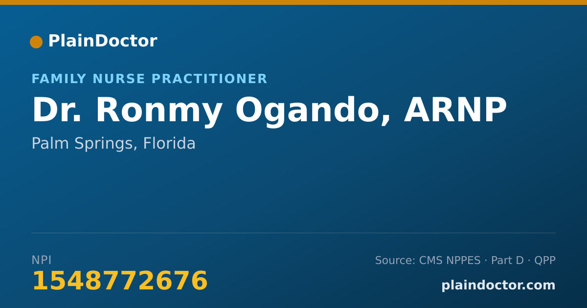 Shareable card for Ronmy Ogando, ARNP - Family Nurse Practitioner, Palm Springs, FL