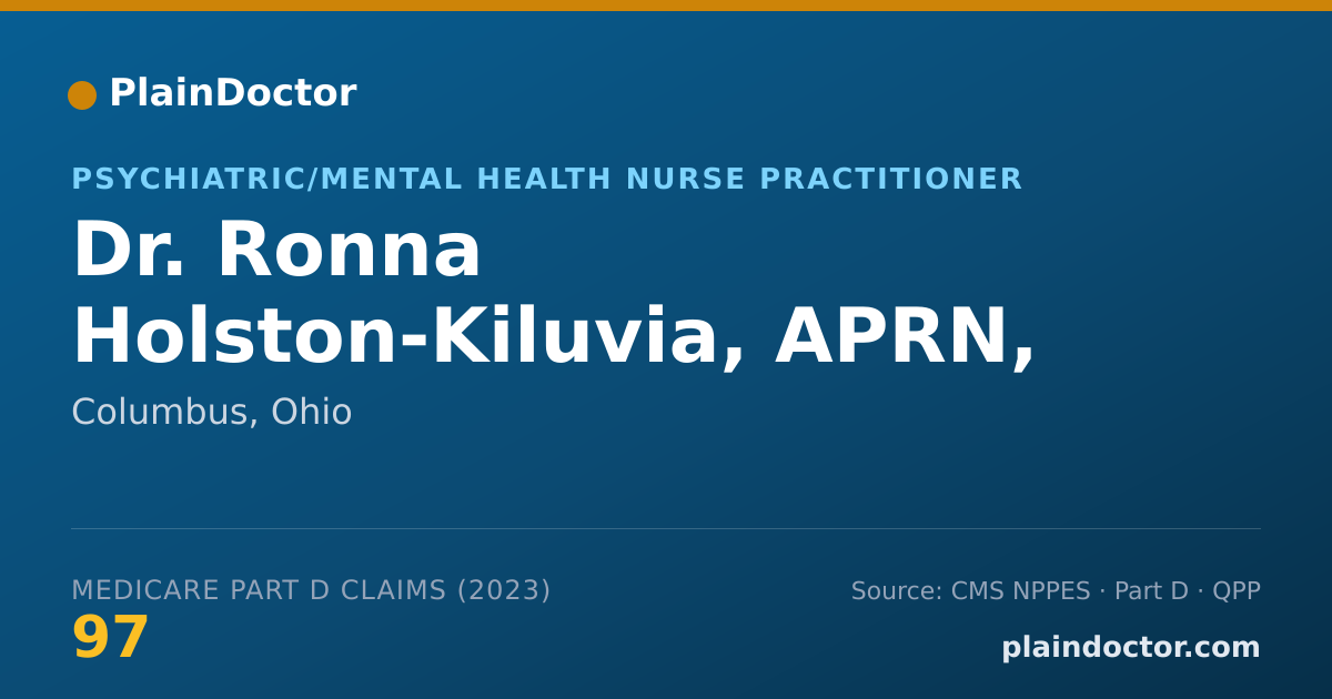 Shareable card for Ronna Holston-Kiluvia, APRN, PMHNP, BC - Psychiatric/Mental Health Nurse Practitioner, Columbus, OH