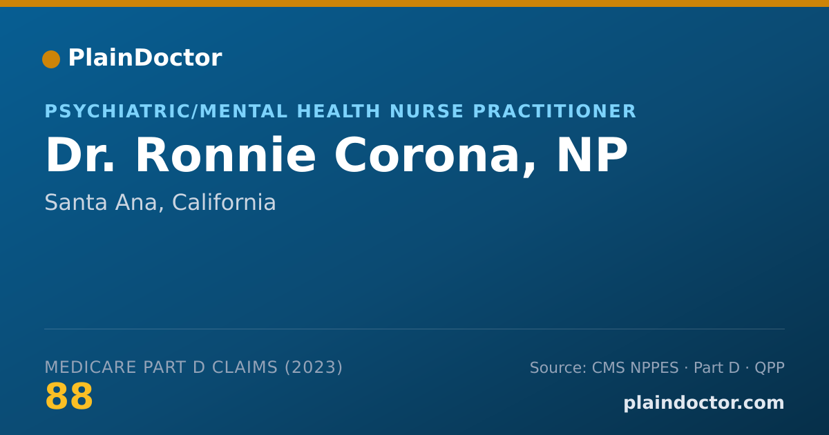 Shareable card for Ronnie Corona, NP - Psychiatric/Mental Health Nurse Practitioner, Santa Ana, CA