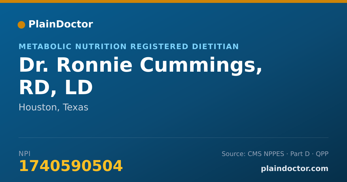 Shareable card for Ronnie Cummings, RD, LD - Metabolic Nutrition Registered Dietitian, Houston, TX