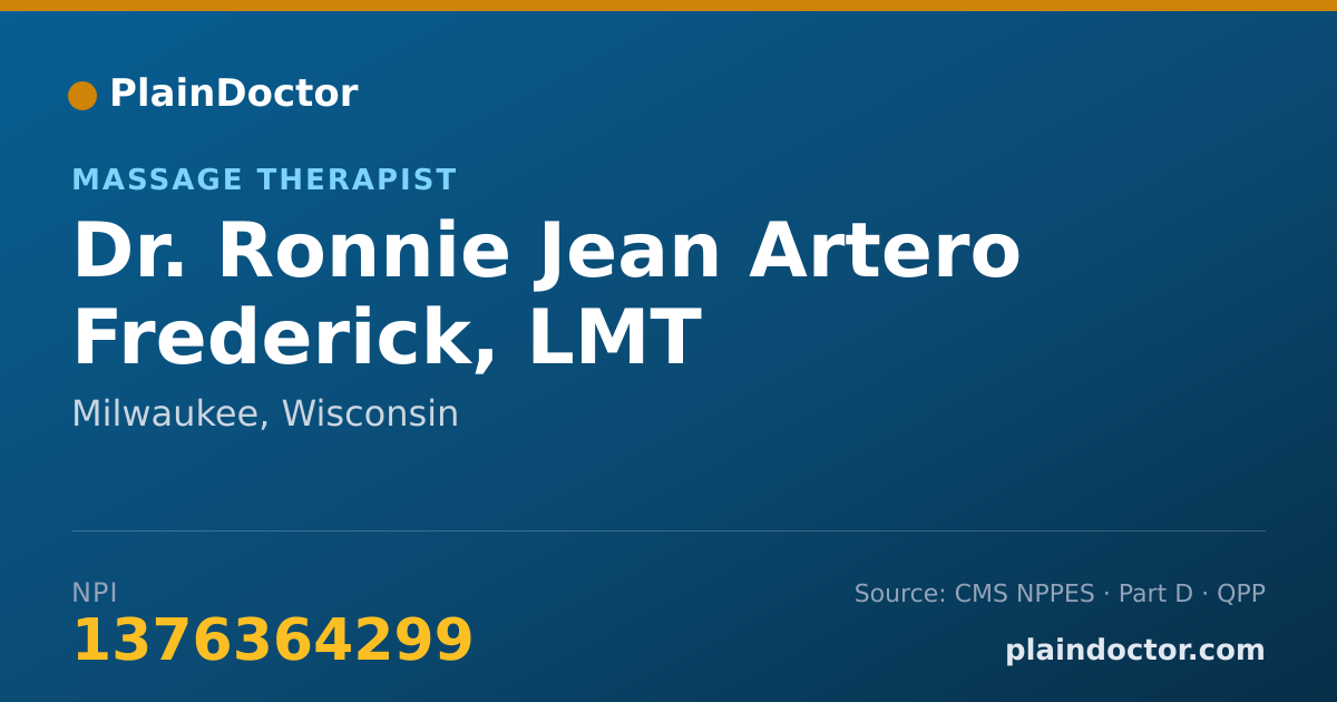 Shareable card for Ronnie Jean Artero Frederick, LMT - Massage Therapist, Milwaukee, WI
