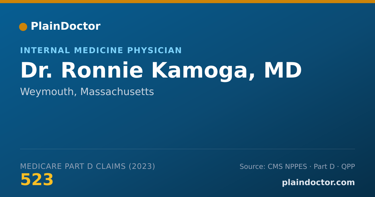 Shareable card for Ronnie Kamoga, MD - Internal Medicine Physician, Weymouth, MA