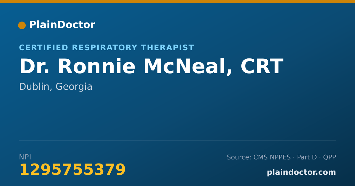 Shareable card for Ronnie McNeal, CRT - Certified Respiratory Therapist, Dublin, GA