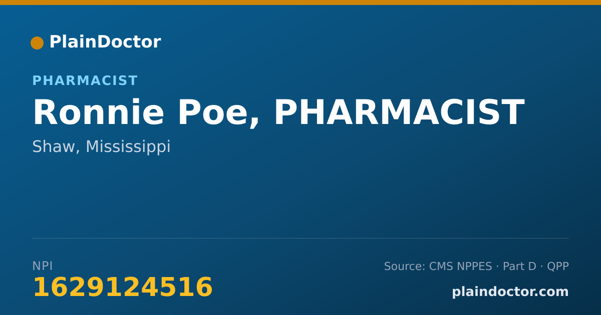 Shareable card for Ronnie Poe, PHARMACIST - Pharmacist, Shaw, MS