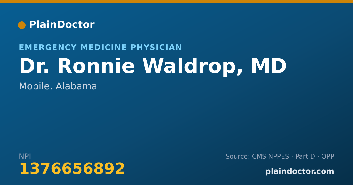 Shareable card for Ronnie Waldrop, MD - Emergency Medicine Physician, Mobile, AL