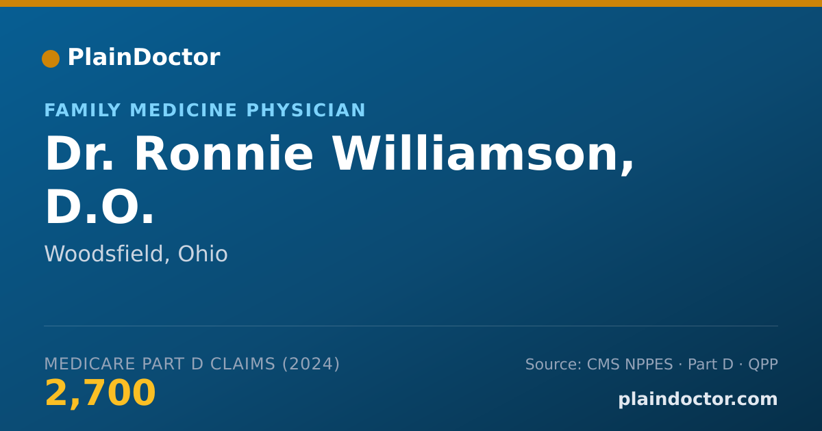 Shareable card for Ronnie Williamson, D.O. - Family Medicine Physician, Woodsfield, OH