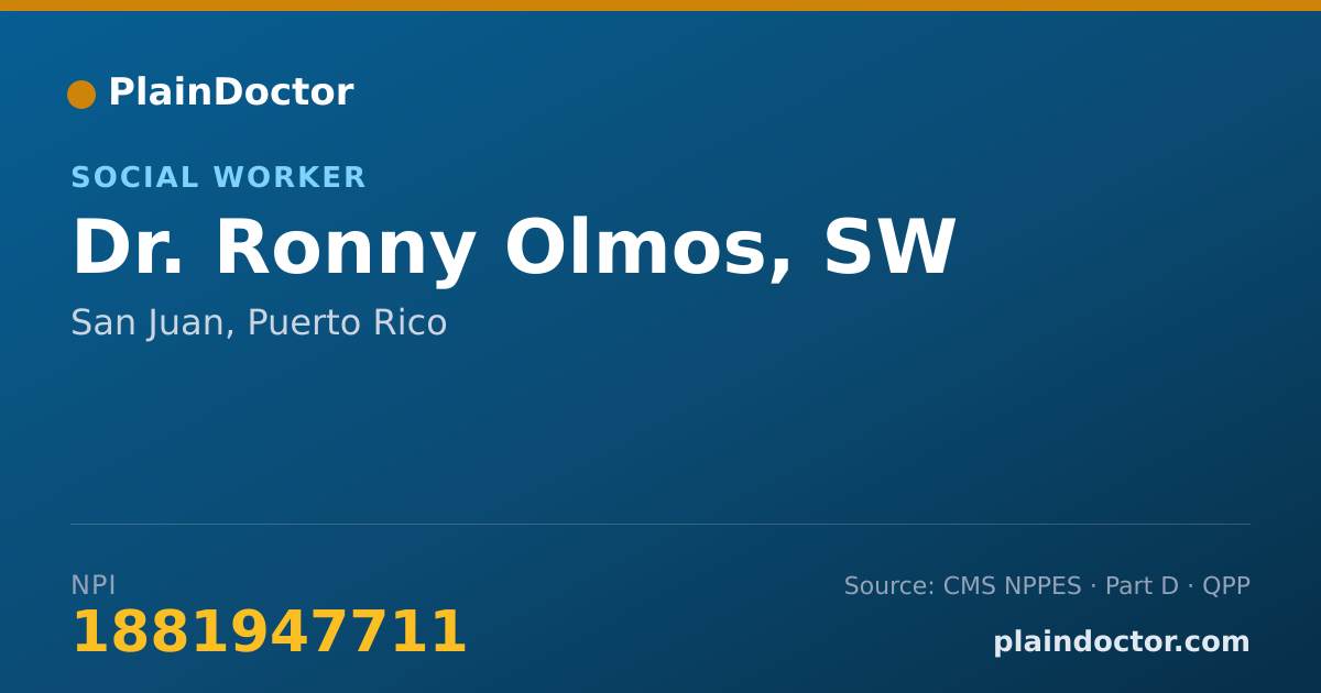 Shareable card for Ronny Olmos, SW - Social Worker, San Juan, PR