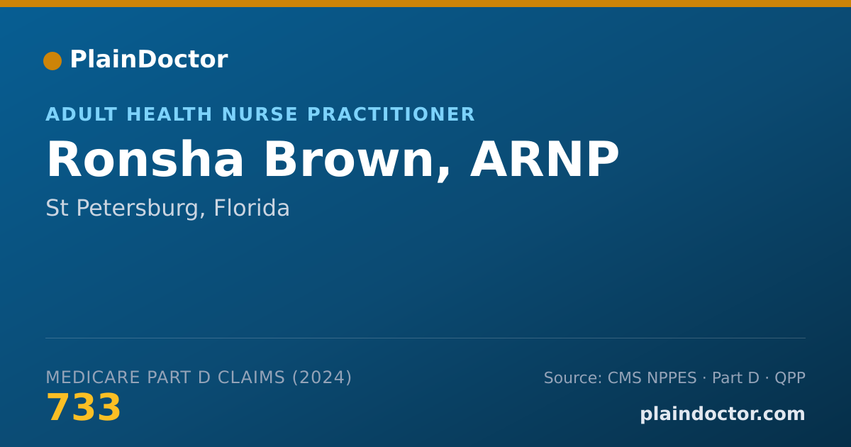 Shareable card for Ronsha Brown, ARNP - Adult Health Nurse Practitioner, St Petersburg, FL