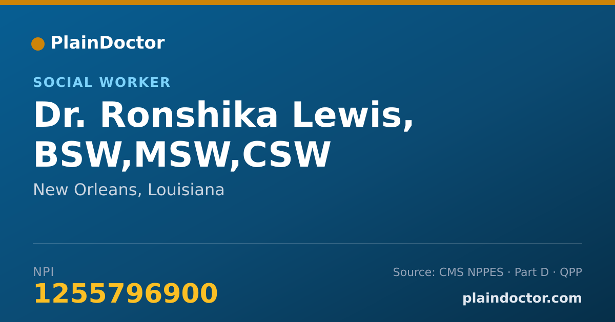 Shareable card for Ronshika Lewis, BSW,MSW,CSW - Social Worker, New Orleans, LA