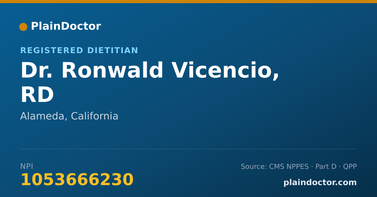 Shareable card for Ronwald Vicencio, RD - Registered Dietitian, Alameda, CA