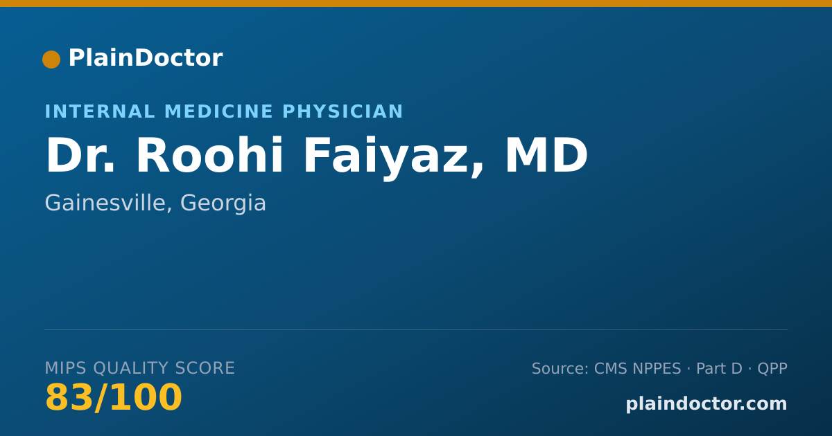 Shareable card for Roohi Faiyaz, MD - Internal Medicine Physician, Gainesville, GA