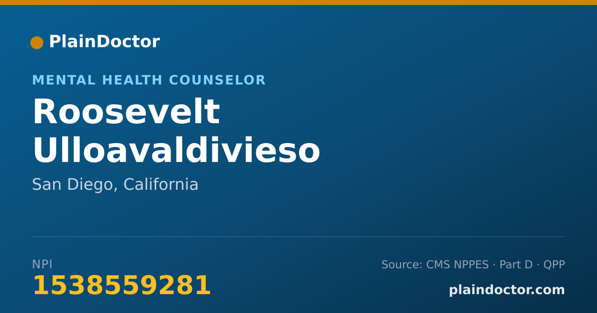 Shareable card for Roosevelt Ulloavaldivieso - Mental Health Counselor, San Diego, CA