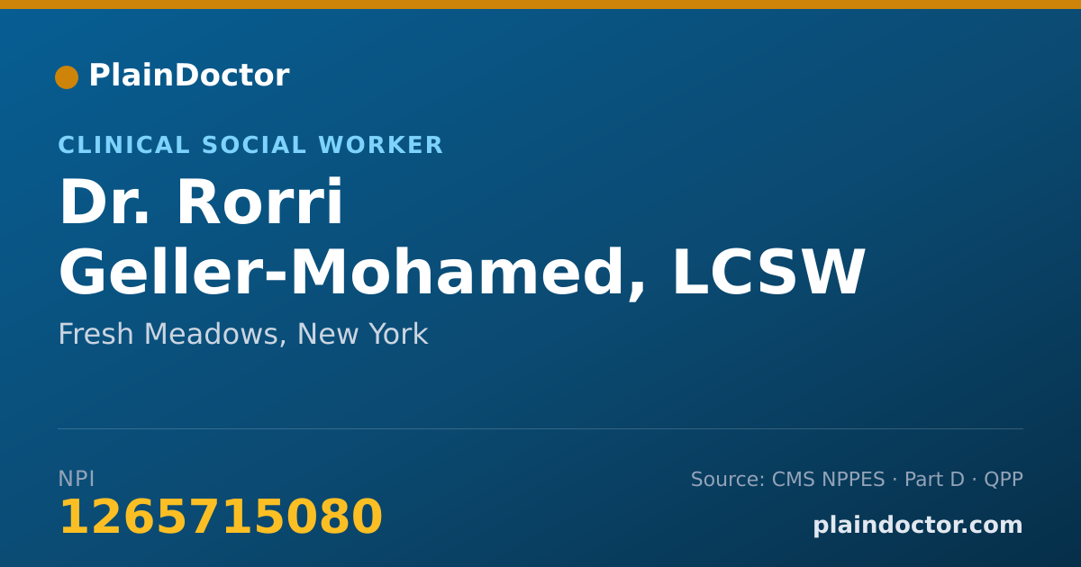 Shareable card for Rorri Geller-Mohamed, LCSW - Clinical Social Worker, Fresh Meadows, NY