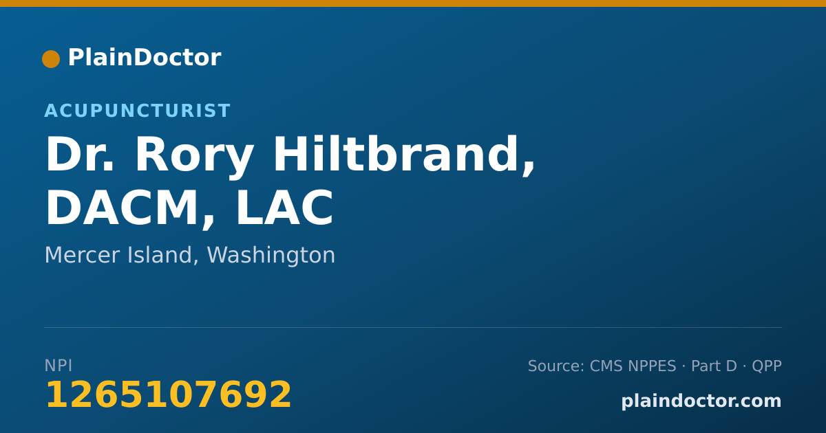 Shareable card for Rory Hiltbrand, DACM, LAC - Acupuncturist, Mercer Island, WA