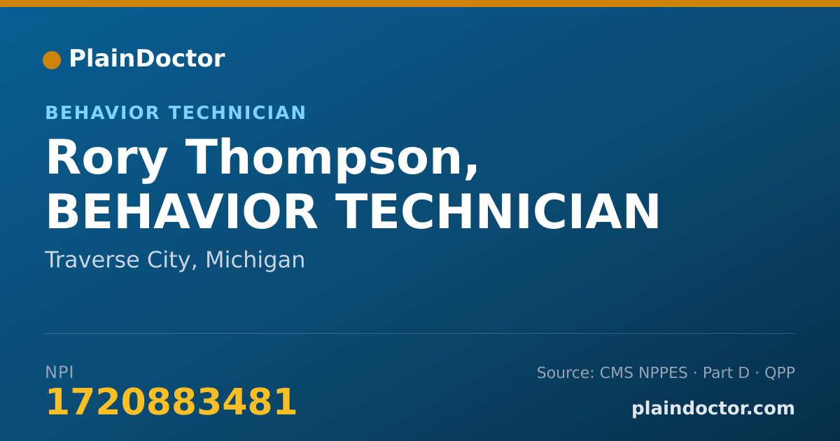 Shareable card for Rory Thompson, BEHAVIOR TECHNICIAN - Behavior Technician, Traverse City, MI