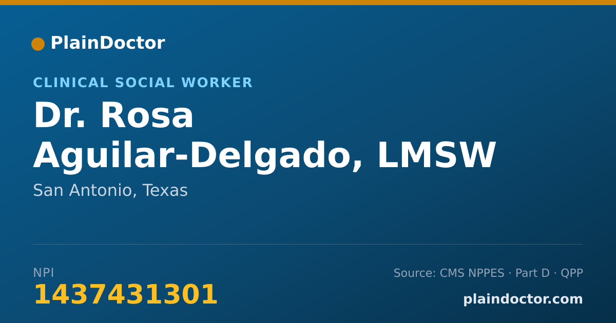 Shareable card for Rosa Aguilar-Delgado, LMSW - Clinical Social Worker, San Antonio, TX