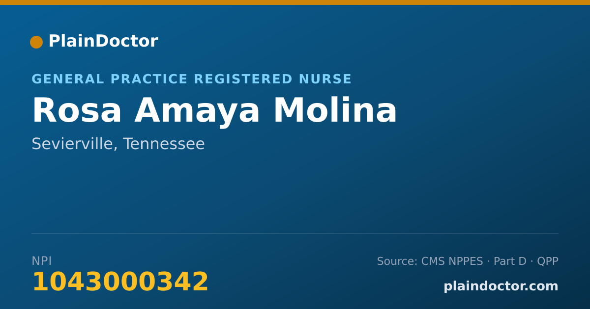 Shareable card for Rosa Amaya Molina - General Practice Registered Nurse, Sevierville, TN