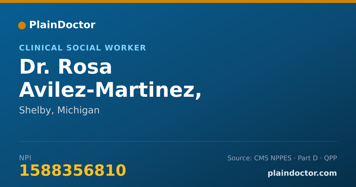 Shareable card for Rosa Avilez-Martinez, LMSW-C - Clinical Social Worker, Shelby, MI