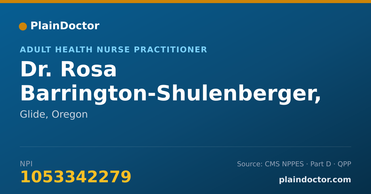 Shareable card for Rosa Barrington-Shulenberger, DNP, ANP, FNP - Adult Health Nurse Practitioner, Glide, OR