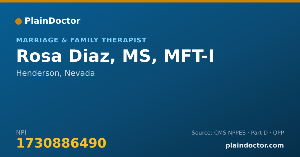 Shareable card for Rosa Diaz, MS, MFT-I - Marriage & Family Therapist, Henderson, NV