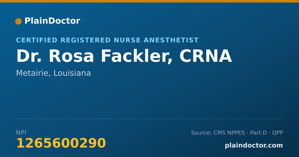 Shareable card for Rosa Fackler, CRNA - Certified Registered Nurse Anesthetist, Metairie, LA