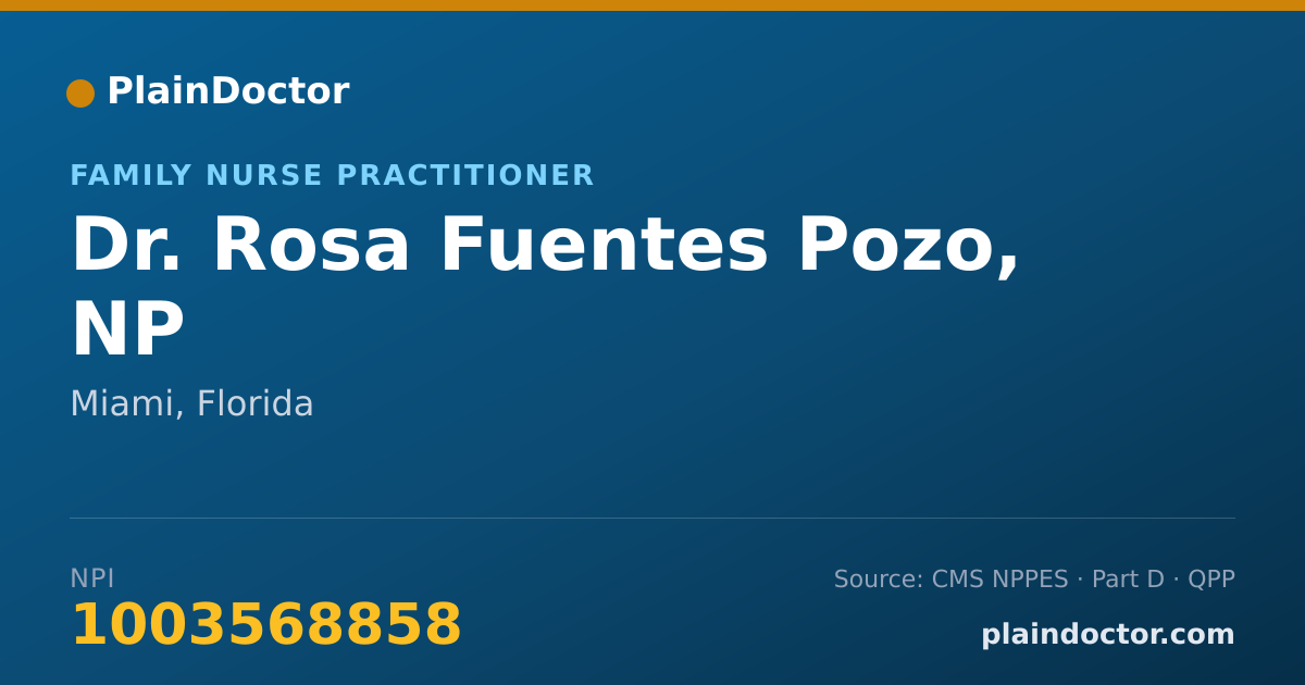 Shareable card for Rosa Fuentes Pozo, NP - Family Nurse Practitioner, Miami, FL