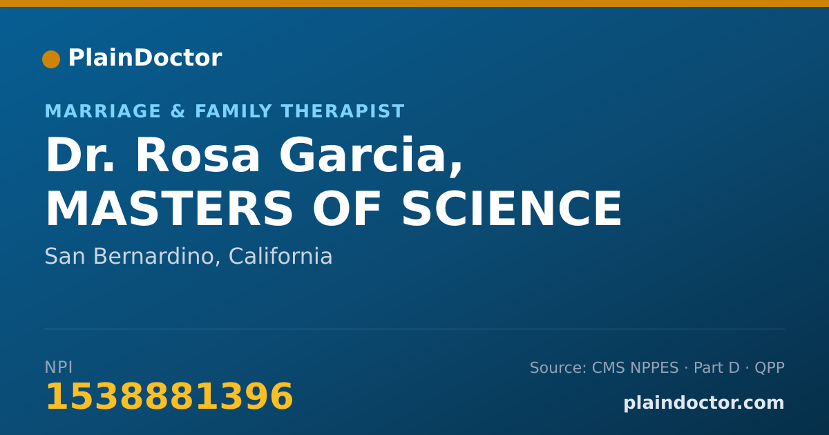 Shareable card for Rosa Garcia, MASTERS OF SCIENCE - Marriage & Family Therapist, San Bernardino, CA