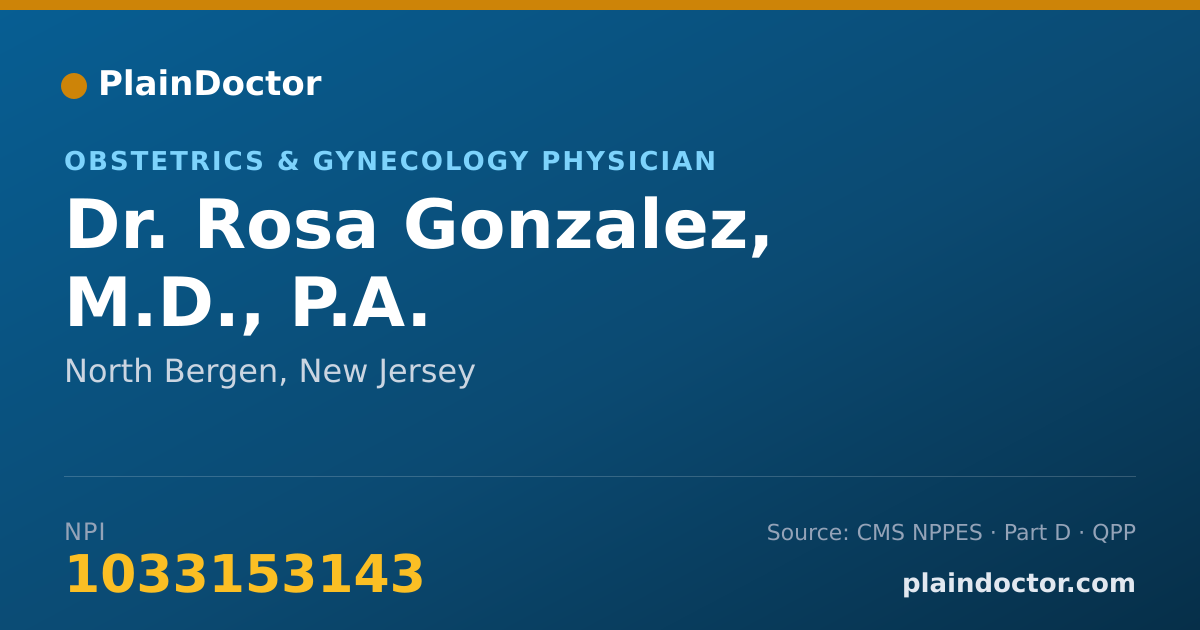 Shareable card for Rosa Gonzalez, M.D., P.A. - Obstetrics & Gynecology Physician, North Bergen, NJ