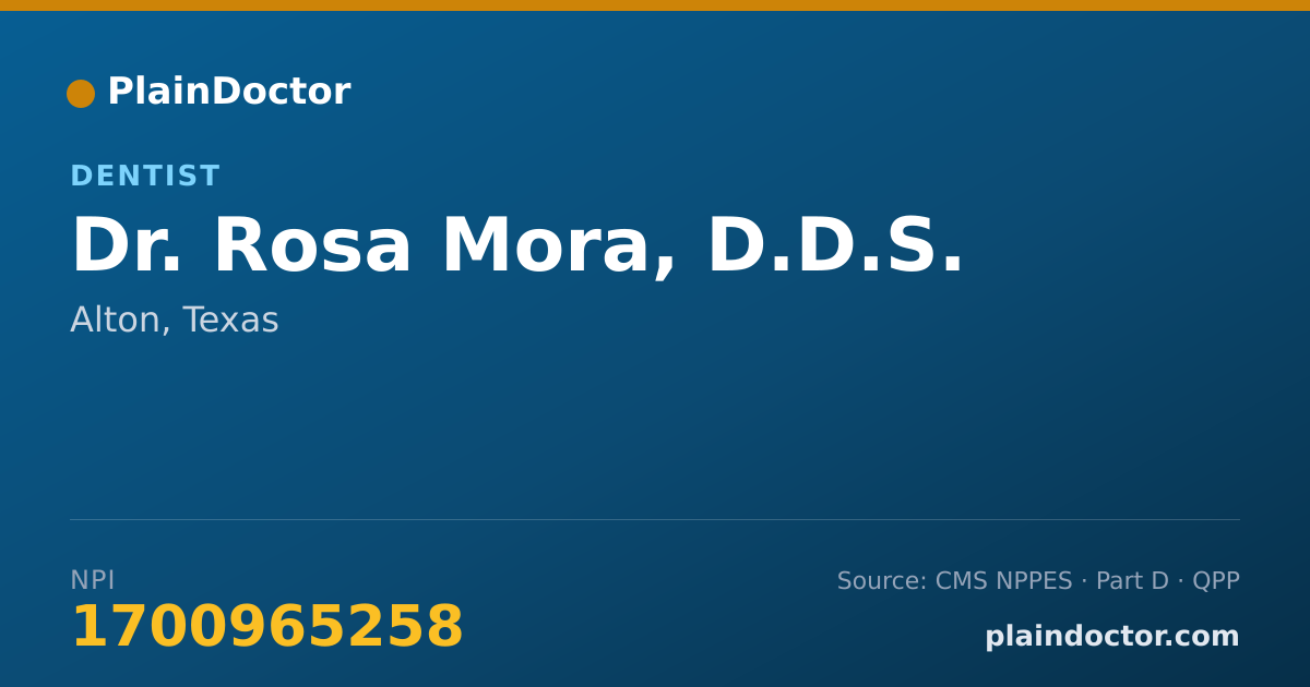 Shareable card for Rosa Mora, D.D.S. - Dentist, Alton, TX