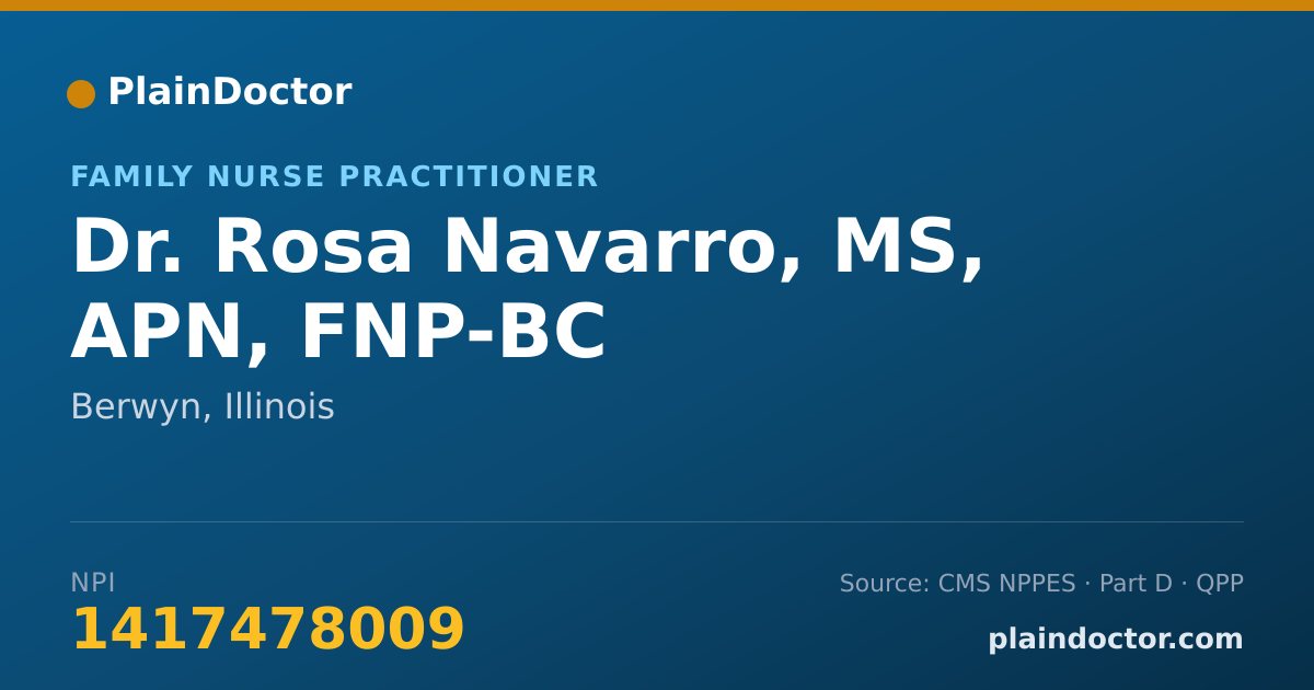 Shareable card for Rosa Navarro, MS, APN, FNP-BC - Family Nurse Practitioner, Berwyn, IL