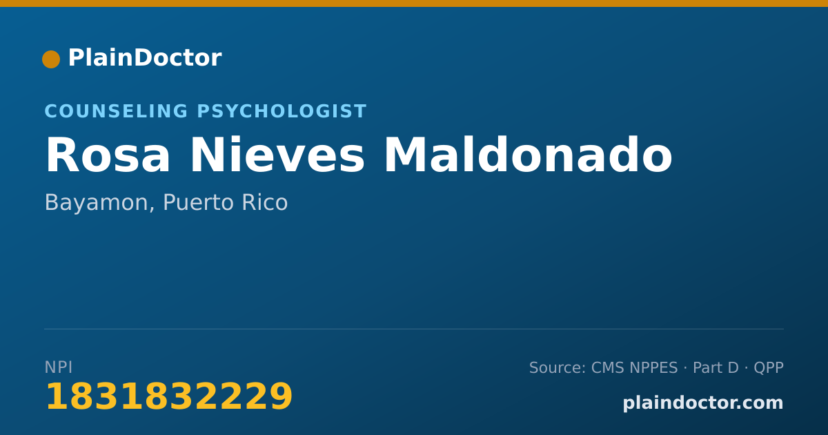 Shareable card for Rosa Nieves Maldonado - Counseling Psychologist, Bayamon, PR