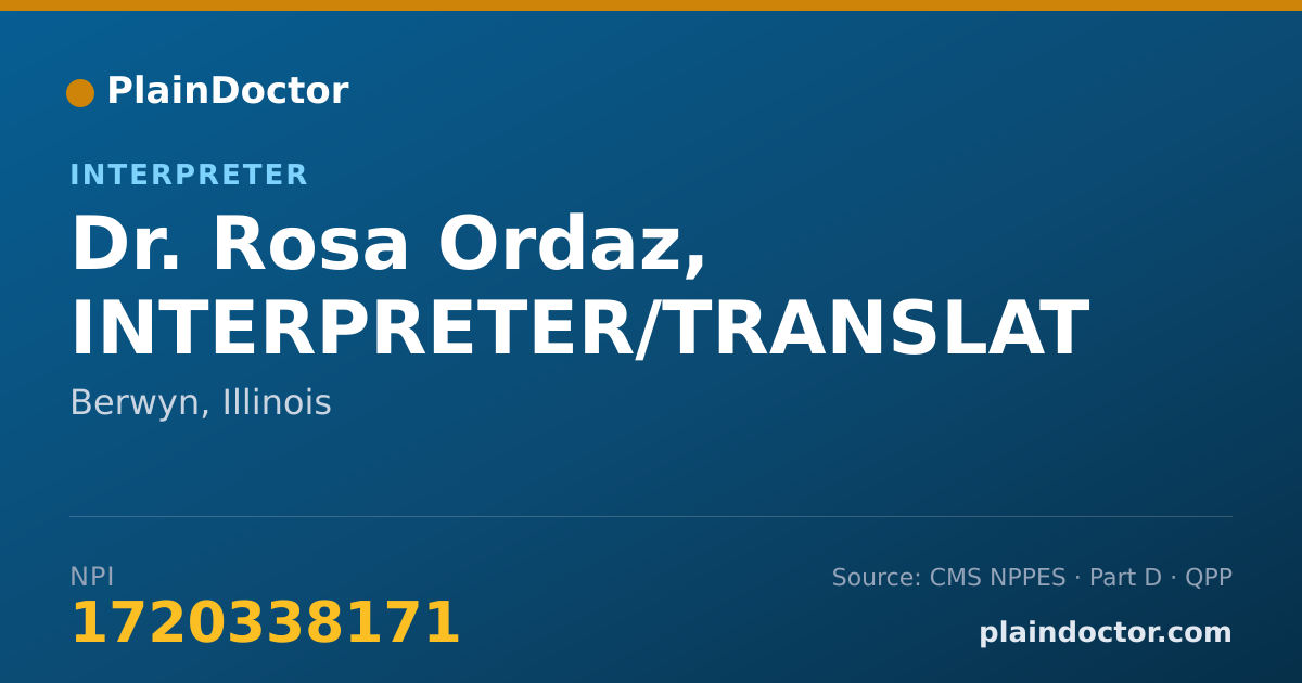 Shareable card for Rosa Ordaz, INTERPRETER/TRANSLAT - Interpreter, Berwyn, IL