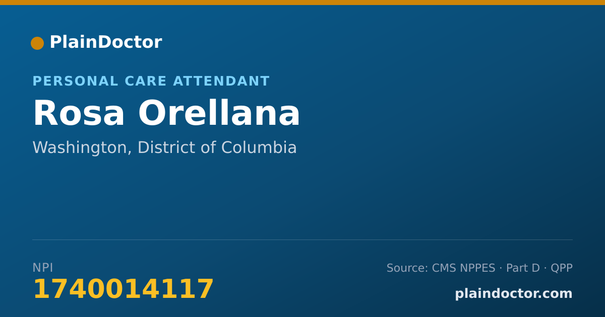 Shareable card for Rosa Orellana - Personal Care Attendant, Washington, DC
