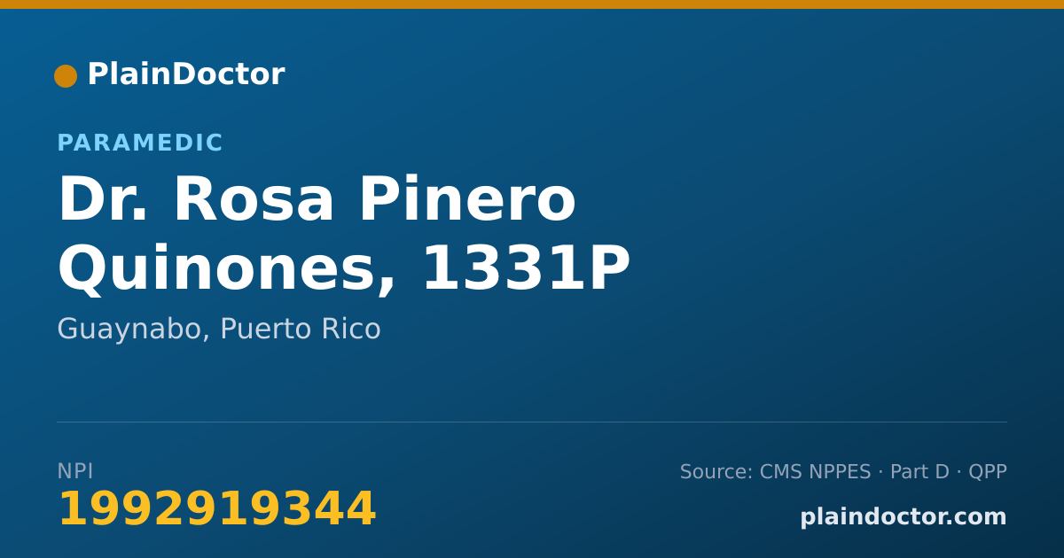 Shareable card for Rosa Pinero Quinones, 1331P - Paramedic, Guaynabo, PR