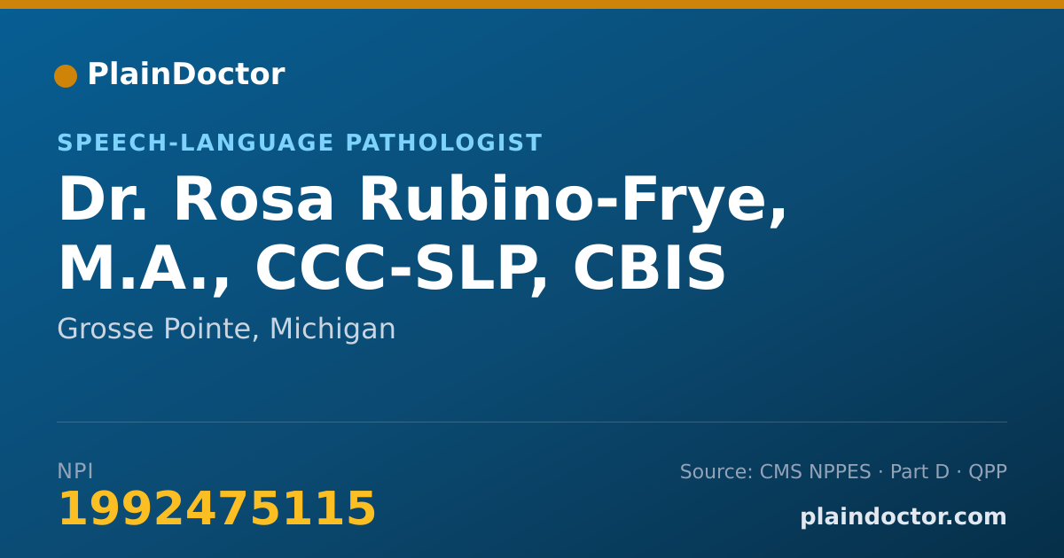 Shareable card for Rosa Rubino-Frye, M.A., CCC-SLP, CBIS - Speech-Language Pathologist, Grosse Pointe, MI