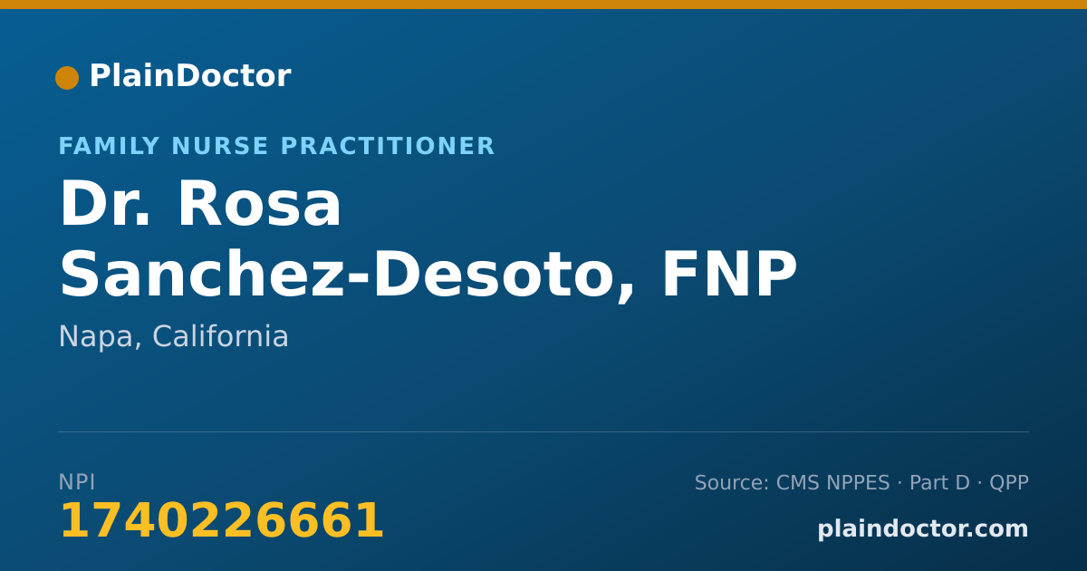 Shareable card for Rosa Sanchez-Desoto, FNP - Family Nurse Practitioner, Napa, CA