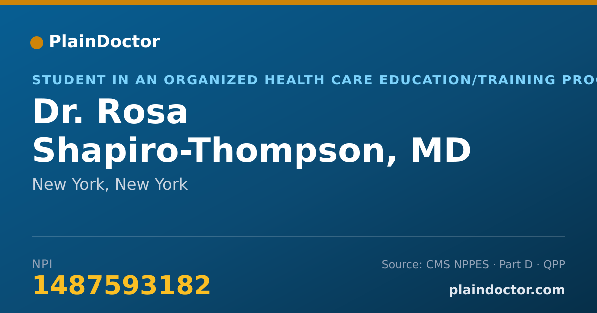Shareable card for Rosa Shapiro-Thompson, MD - Student in an Organized Health Care Education/Training Program, New York, NY