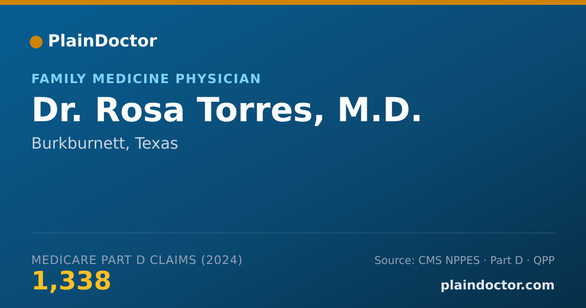 Shareable card for Rosa Torres, M.D. - Family Medicine Physician, Burkburnett, TX