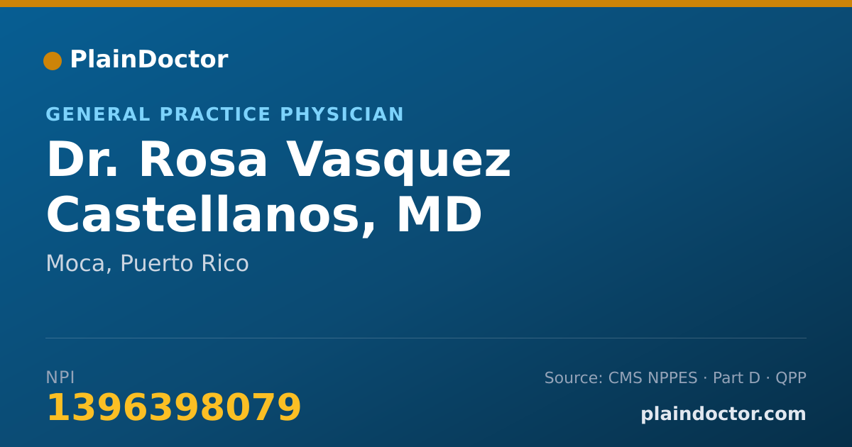 Shareable card for Rosa Vasquez Castellanos, MD - General Practice Physician, Moca, PR