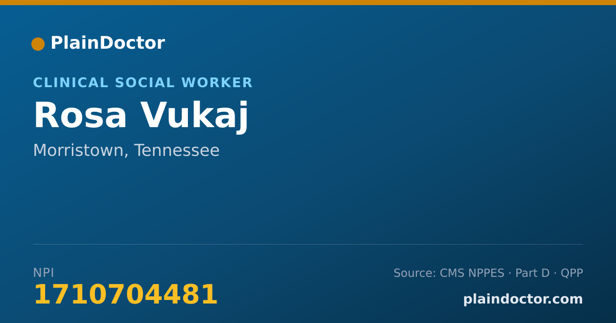 Shareable card for Rosa Vukaj - Clinical Social Worker, Morristown, TN