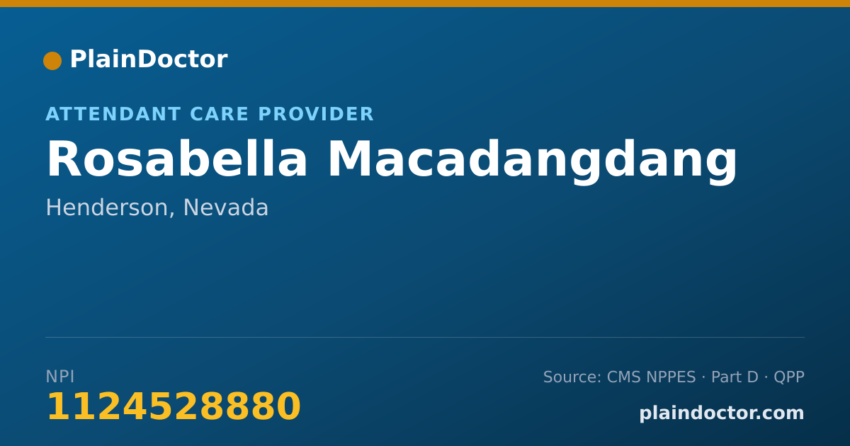 Shareable card for Rosabella Macadangdang - Attendant Care Provider, Henderson, NV
