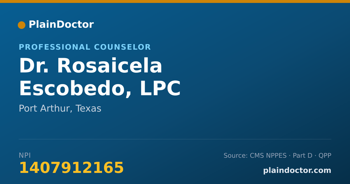 Shareable card for Rosaicela Escobedo, LPC - Professional Counselor, Port Arthur, TX