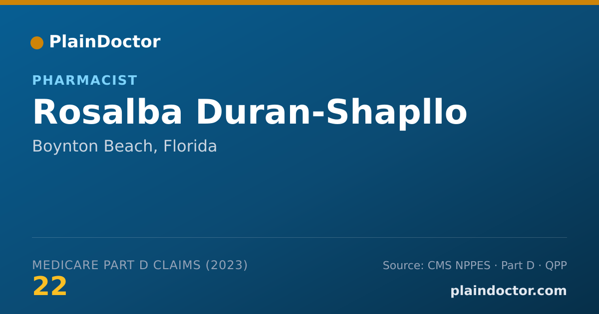 Shareable card for Rosalba Duran-Shapllo - Pharmacist, Boynton Beach, FL
