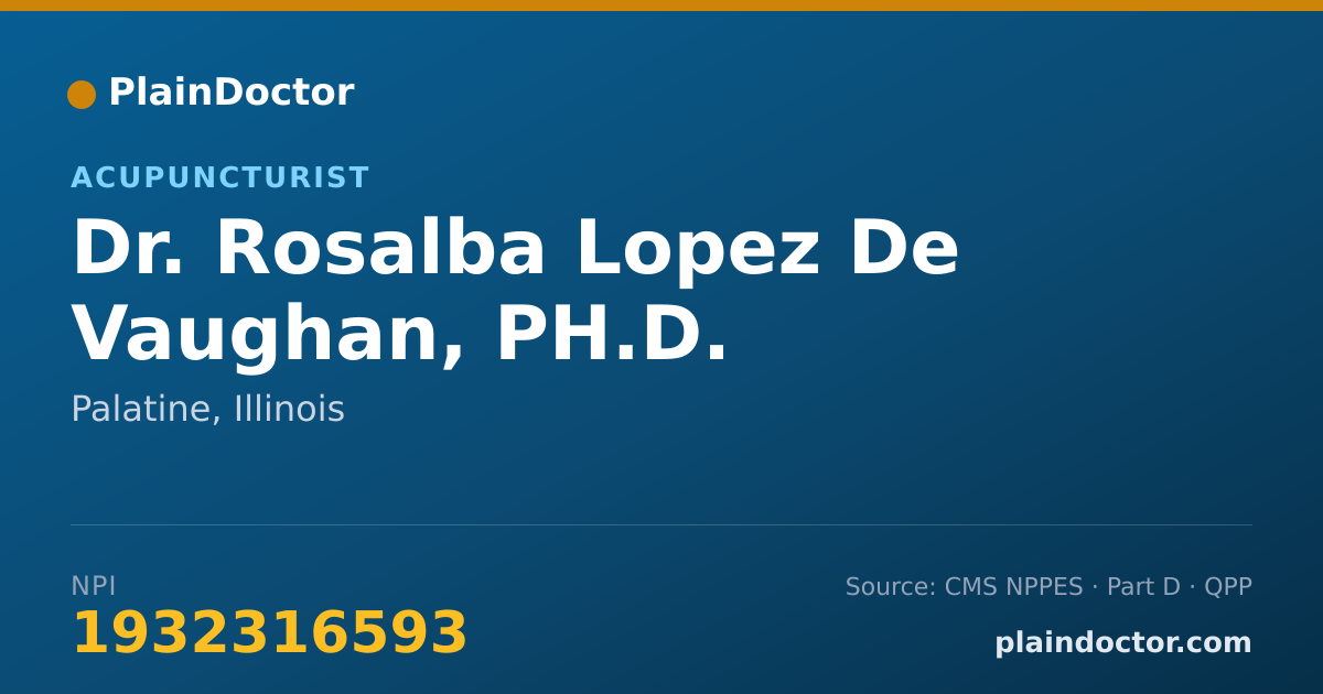 Shareable card for Rosalba Lopez De Vaughan, PH.D. - Acupuncturist, Palatine, IL