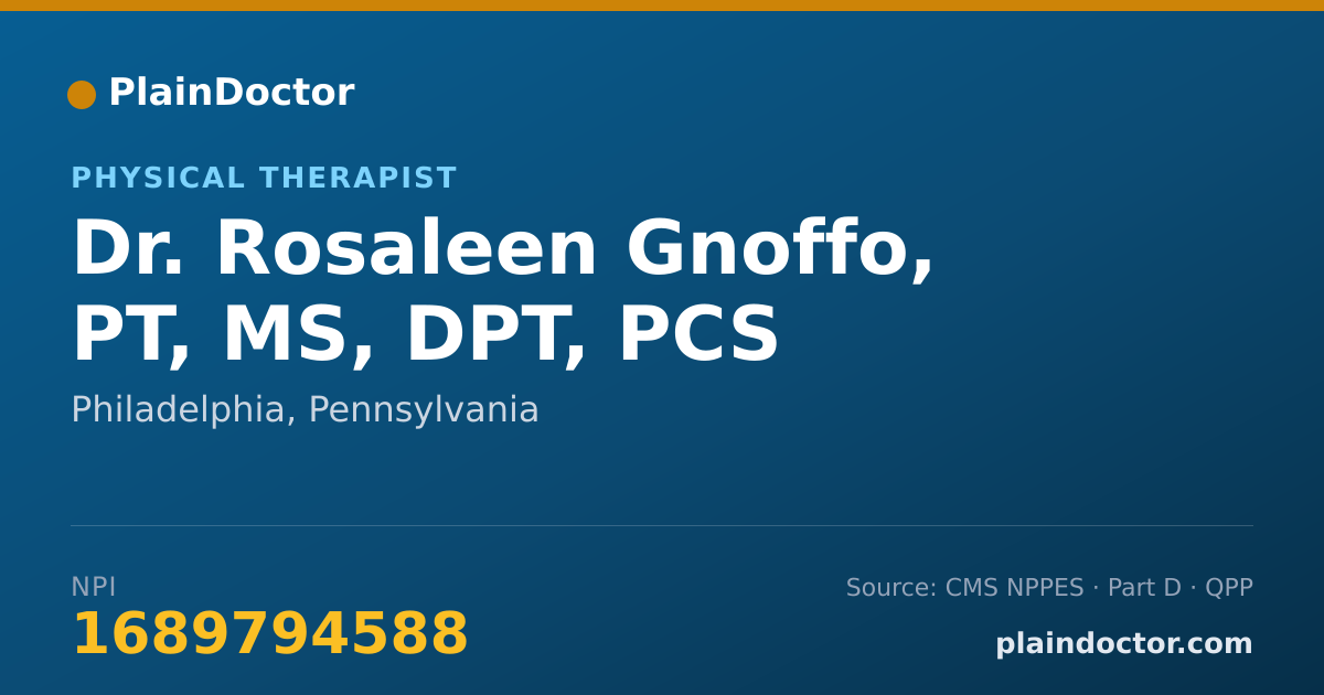 Shareable card for Rosaleen Gnoffo, PT, MS, DPT, PCS - Physical Therapist, Philadelphia, PA