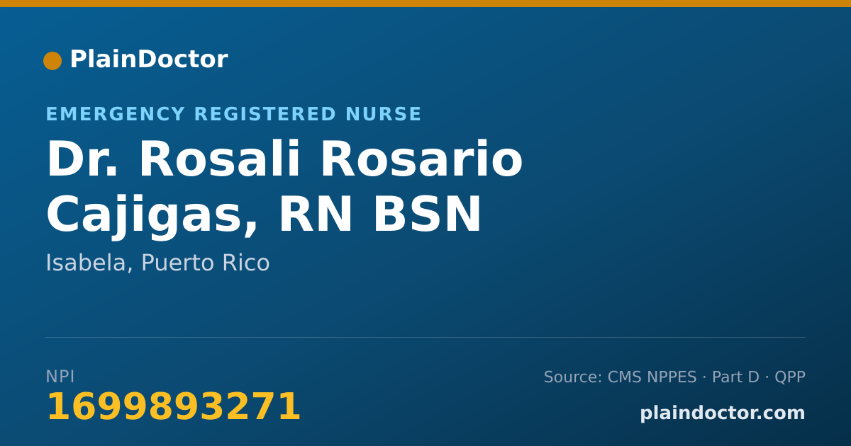 Shareable card for Rosali Rosario Cajigas, RN BSN - Emergency Registered Nurse, Isabela, PR