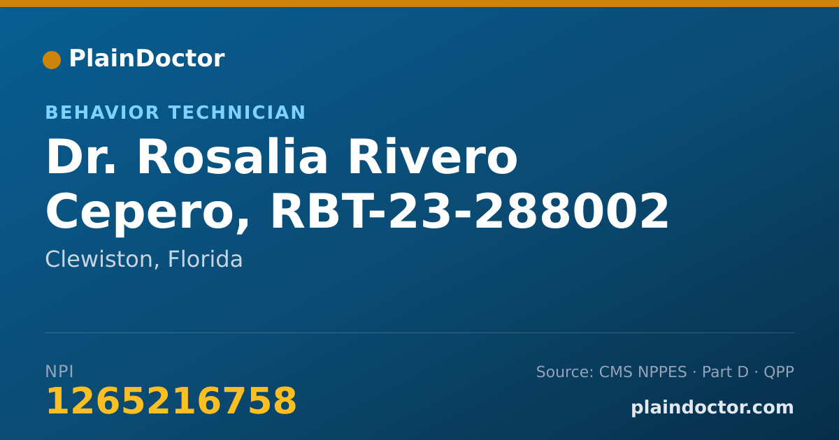 Shareable card for Rosalia Rivero Cepero, RBT-23-288002 - Behavior Technician, Clewiston, FL